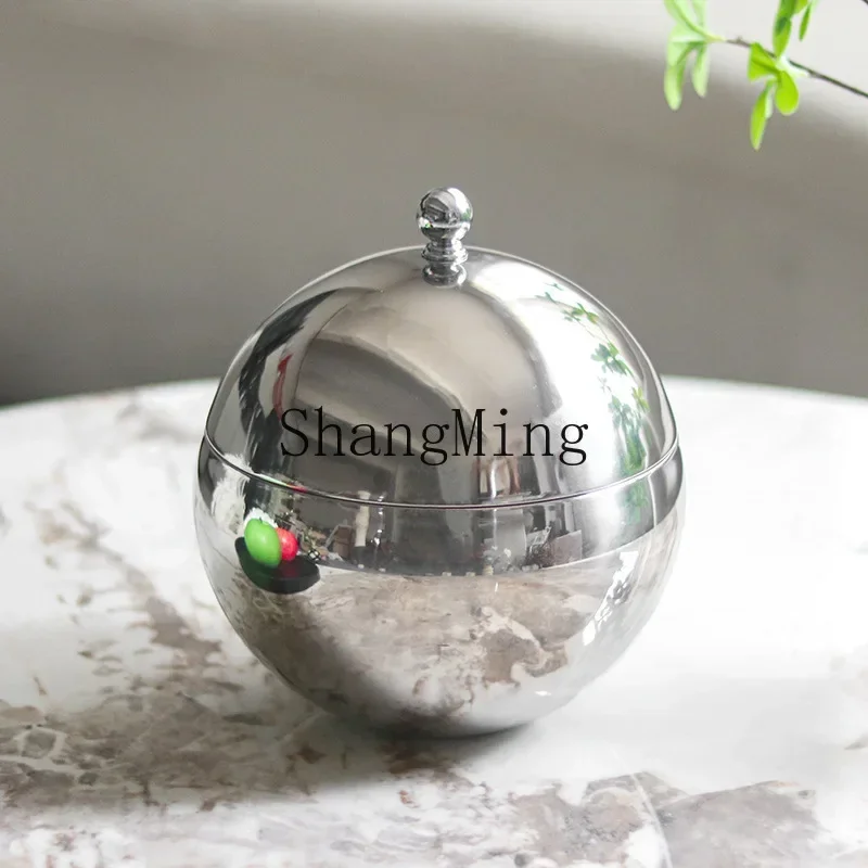 

CL Stainless Steel Creative Bird Storage Jar Ornament Simple Ball Tea Candy Storage Jar