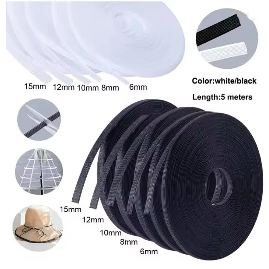 6/8/10/12/15mm 5meters Polyester Fish Boning Corset For Bras Diy Wedding Dress Making Sewing Accessories Home Supplies