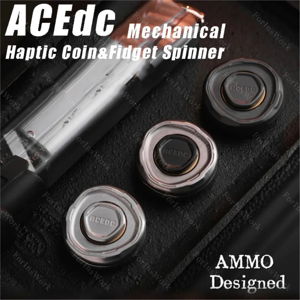 ACEdc Mecânico Haptic Coin & Fidget Spinner Metal Fidget Slider Brinquedos de Escritório Brinquedos de Estresse