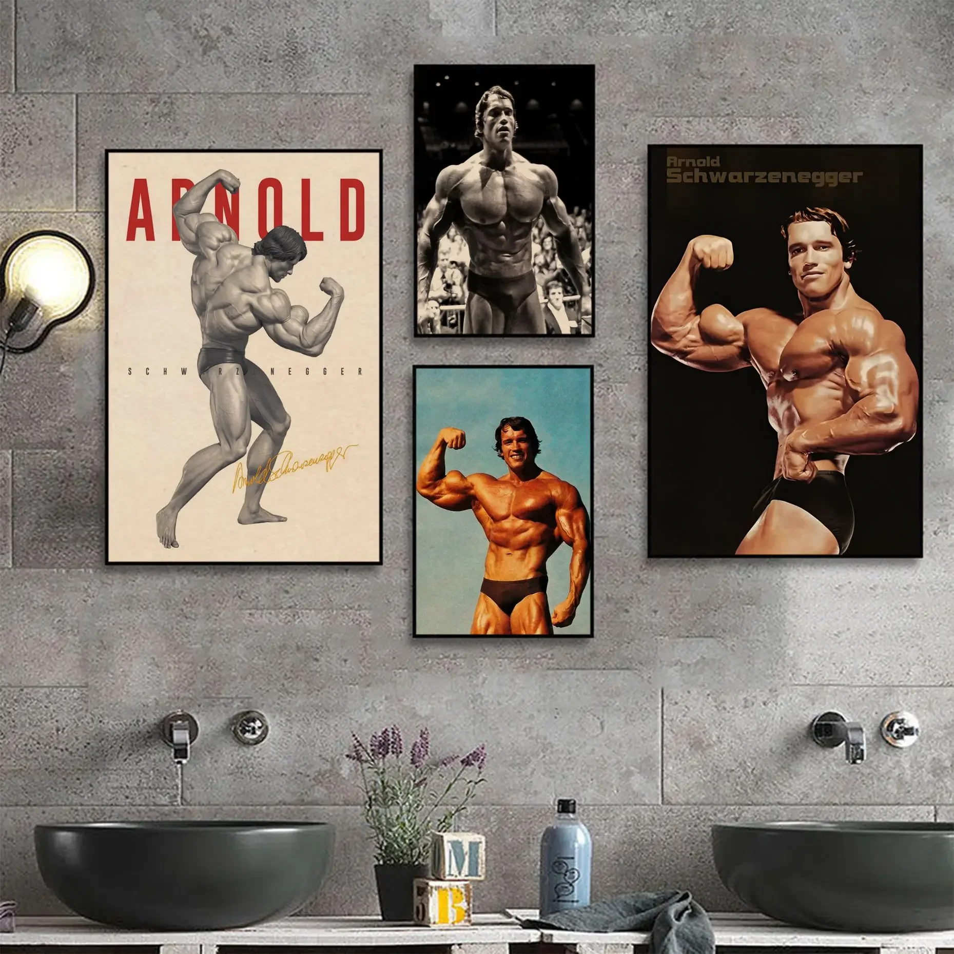 Canvas for Home Bar Cafe Room Wall Decor  Vintage Art Prin Arnold Schwarzenegger Bodybuilding Classic Anime Poster