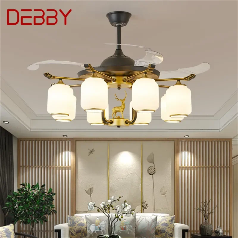 

DEBBY Modern Stealth Fan Light Luxury Living Room Restaurant Bedroom Ceiling Fan Light Remote LED Electric Fan Light