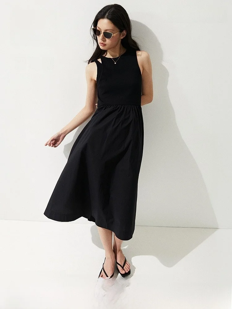 

H&M Women's Vest Dr Spring Bell Bot Skirt Strapl A-Line Midi Dr Casual Cotton round Ne Color Dr