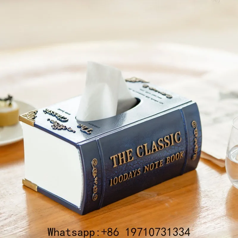 

Household European Tissue Box Set Box Retro Creative Resin Book Napkin Pumping Box