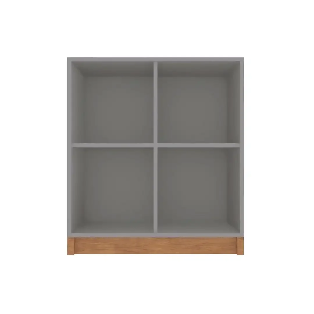 

Manhattan Comfort Cornelia Low Bookcase with 4 Shelves in Grey/Nature