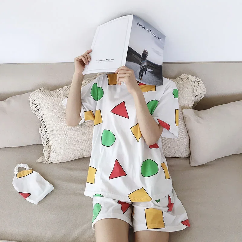 Pijama Shin Chan Mann Pyjama Shinchan Baumwolle Sommer Kurze Sets Japanische Pyjamas für Paare Mann und Frau Nachtwäsche 2021 – Detail 6