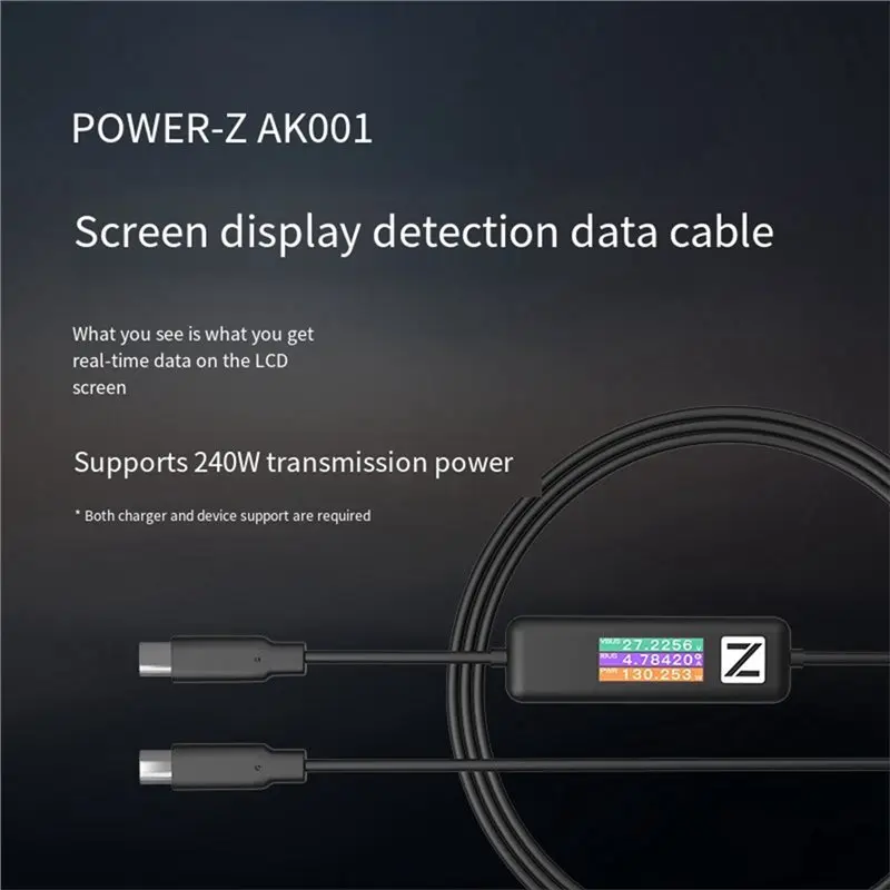 [NEW A09R!】 AK001 Multi-Function 240W For USB PD Charging Test Cable For USB-C Devices Featuring Color Display 48V 5A