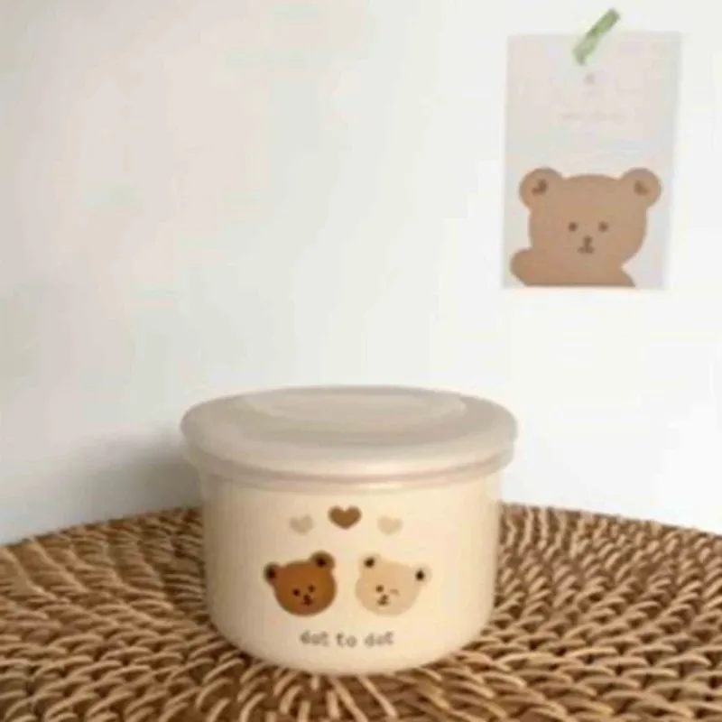 Cute Ceramic Baby Feeding Bowl with Adorable Bear Cover and Scale, Perfect for Toddler’s Meals