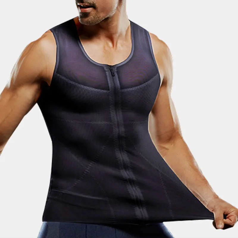 MrifDila Men Body Shaper Tank Top Hook Zipper Men Shaper Tanks Tummy Control Tank Men Shapers Tanks Compression Shirt Sleevess