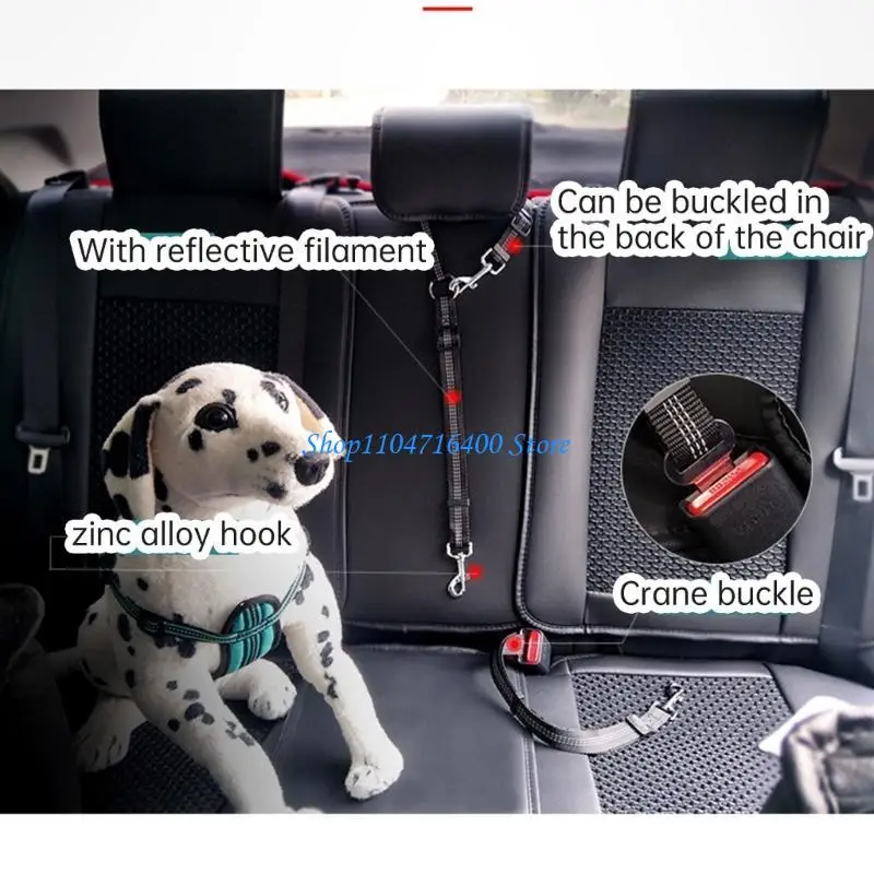 

y1gd Universal Pet Car Safety Belt Double Headed Strap Adjustable Strap A Must Have for Pet Owners on the Moves Durable