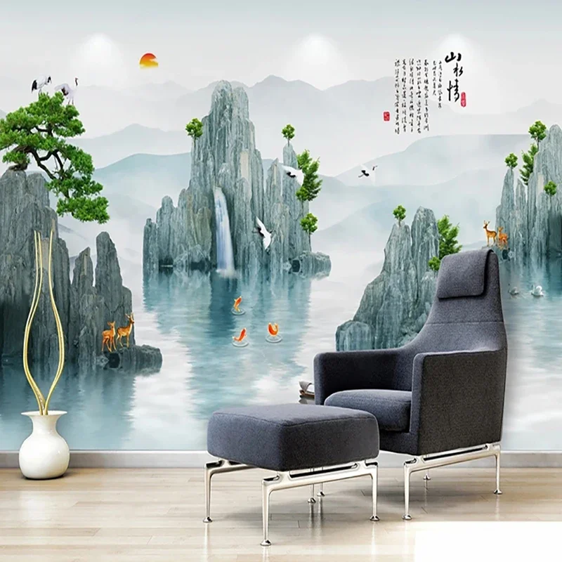 

Custom Murals 3D Green Mountain Waterfall Nature Landscape Photo Wallpaper Wall Cloth Living Room Home Decor Wall Covering 3 D