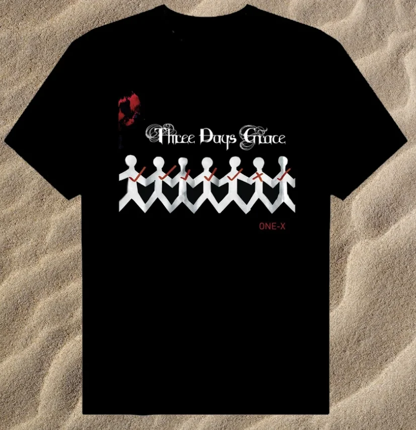 Nova Camiseta Three Days Grace One X Gift, Roupas Unissex para o Ano Todo, Produto Quente, Streetwear de Alta Qualidade, Respirável e Macio