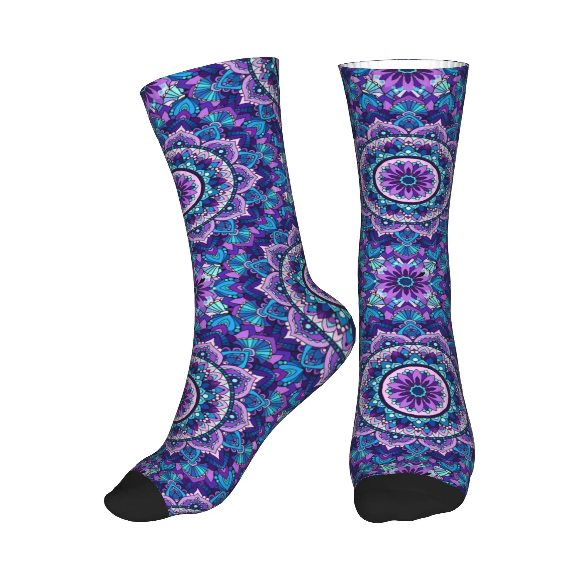 

Bohemia Ethnic Mandala Flower Pattern Mens Crew Socks Unisex Funny 3D Print Dress Socks