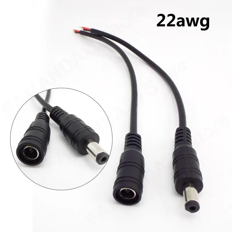 تيار مستمر ذكر أنثى موصل إمداد الطاقة تمديد كابل 16/18/20/22awg 7A 10A 5.5x2.1 مللي متر الأسلاك النحاسية لشريط LED ضوء m20