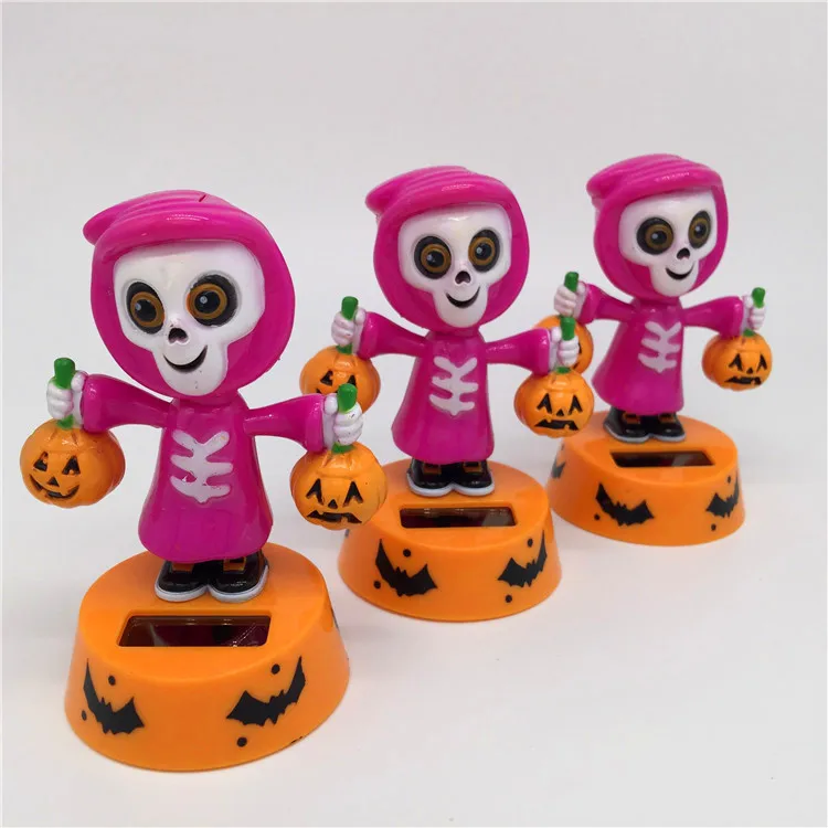 Funny Creative Solar Pumpkin Lantern Swinging Anime Doll Car Bobblehead Decor Kids Desktop Ornament Toys Halloween Gifts