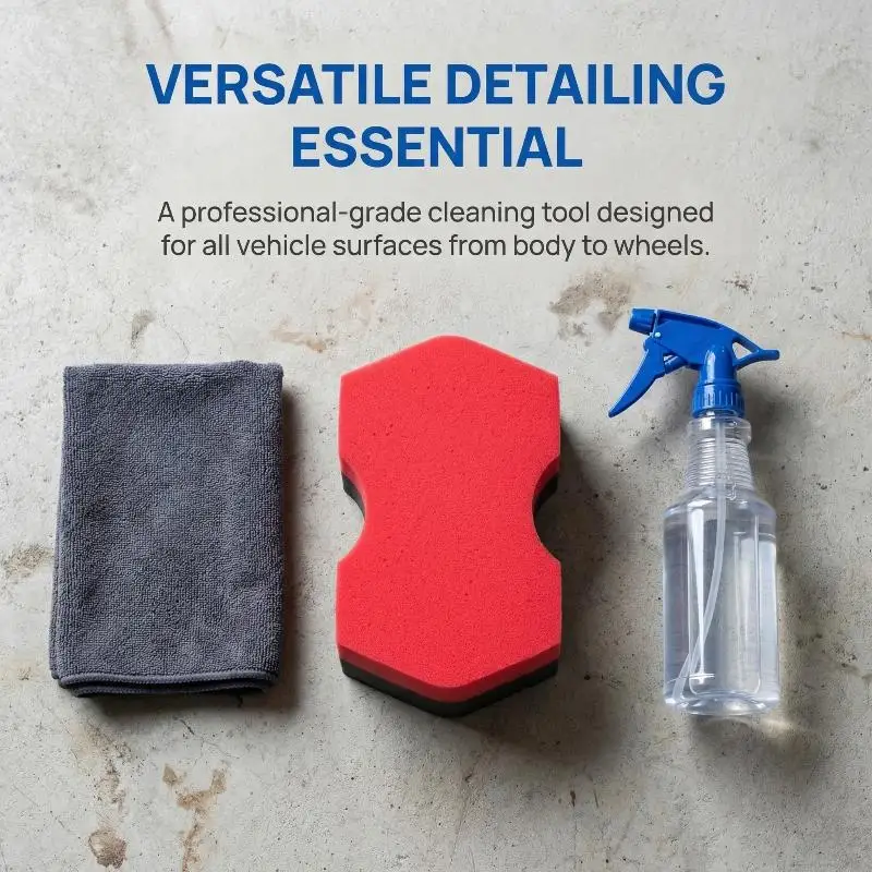 Double Side Red Black Sponge 2.0 Advanced Car Detailing Sponge Better Grip for Cleaning Cracks and Grooves