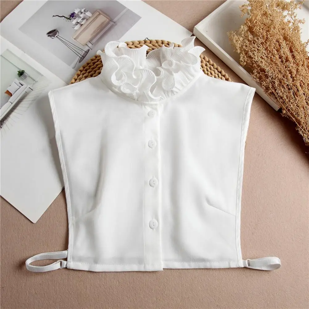 

Женский модный воротник с искусственным воротником, кружевной жаккардовый топ без рукавов, регулируемая застежка на пуговицы для бюста, однотонный аксессуар для официальной повседневной одежды