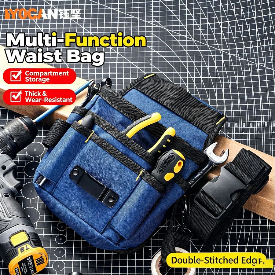 Multi functional electrician specific tool waist bag, thickened, sturdy and durable Oxford cloth layered storage tool waist bag