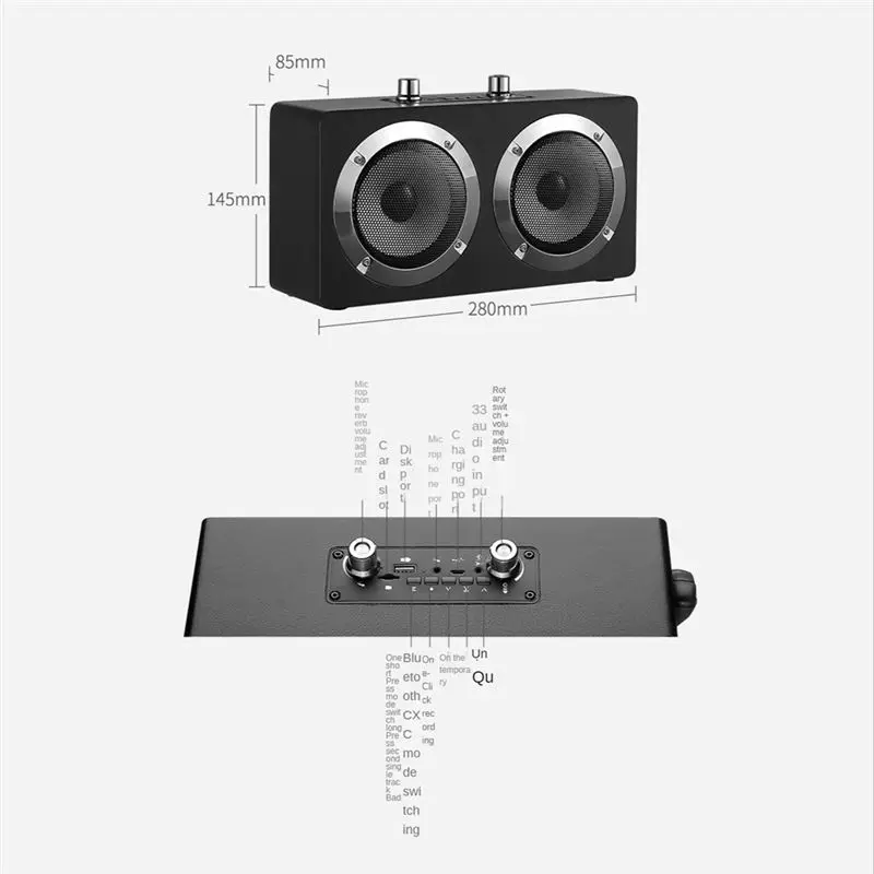 

AABFK Портативный Bluetooth домашний кинотеатр Беспроводной деревянный динамик Микрофон TF FM-радио Усилитель Высококачественный плеер Черный