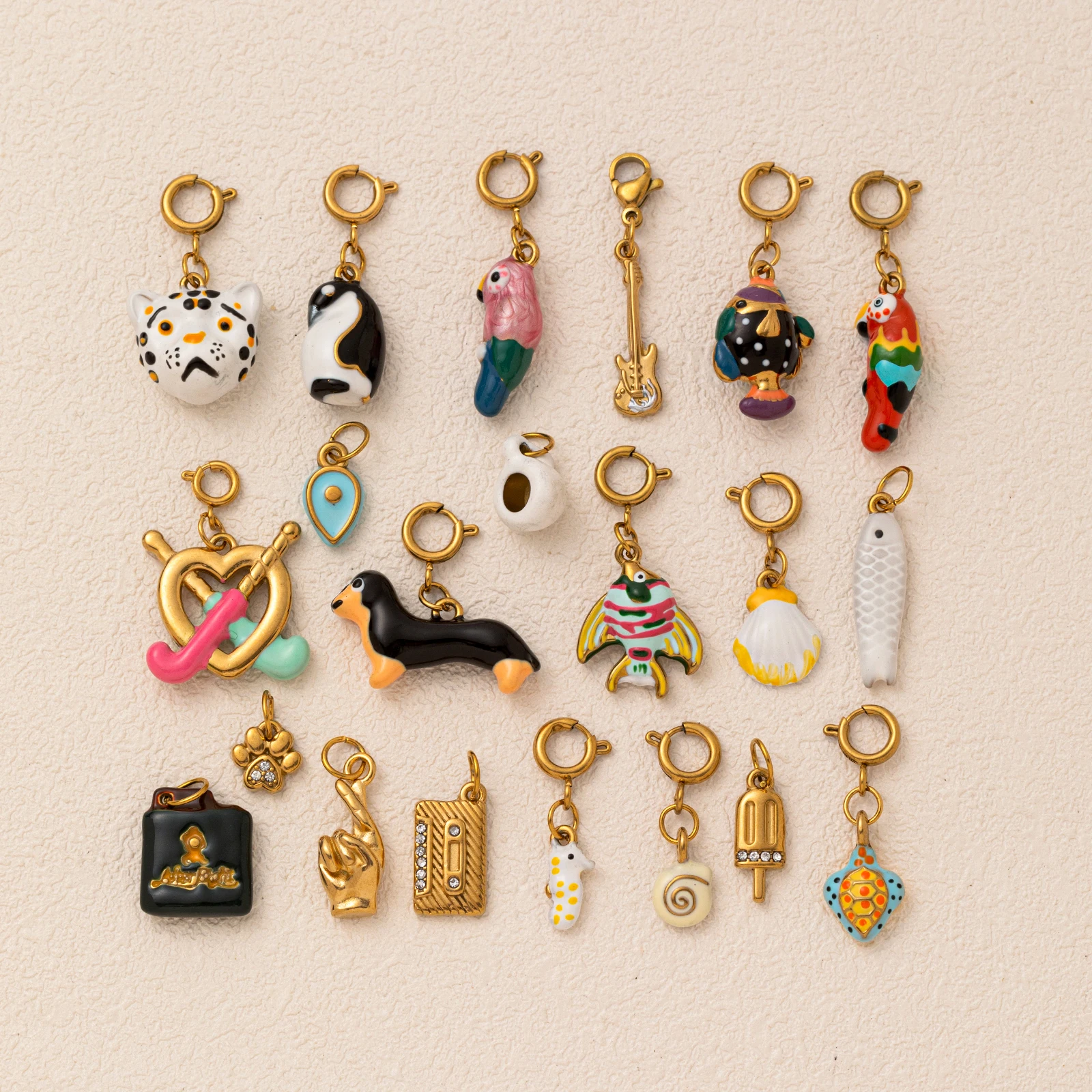 Modische Neue Trendige Tier-Serie Welpen Papagei Schildkröte Kleiner Fisch DIY Anhänger Charms für Schmuck – Detail 3