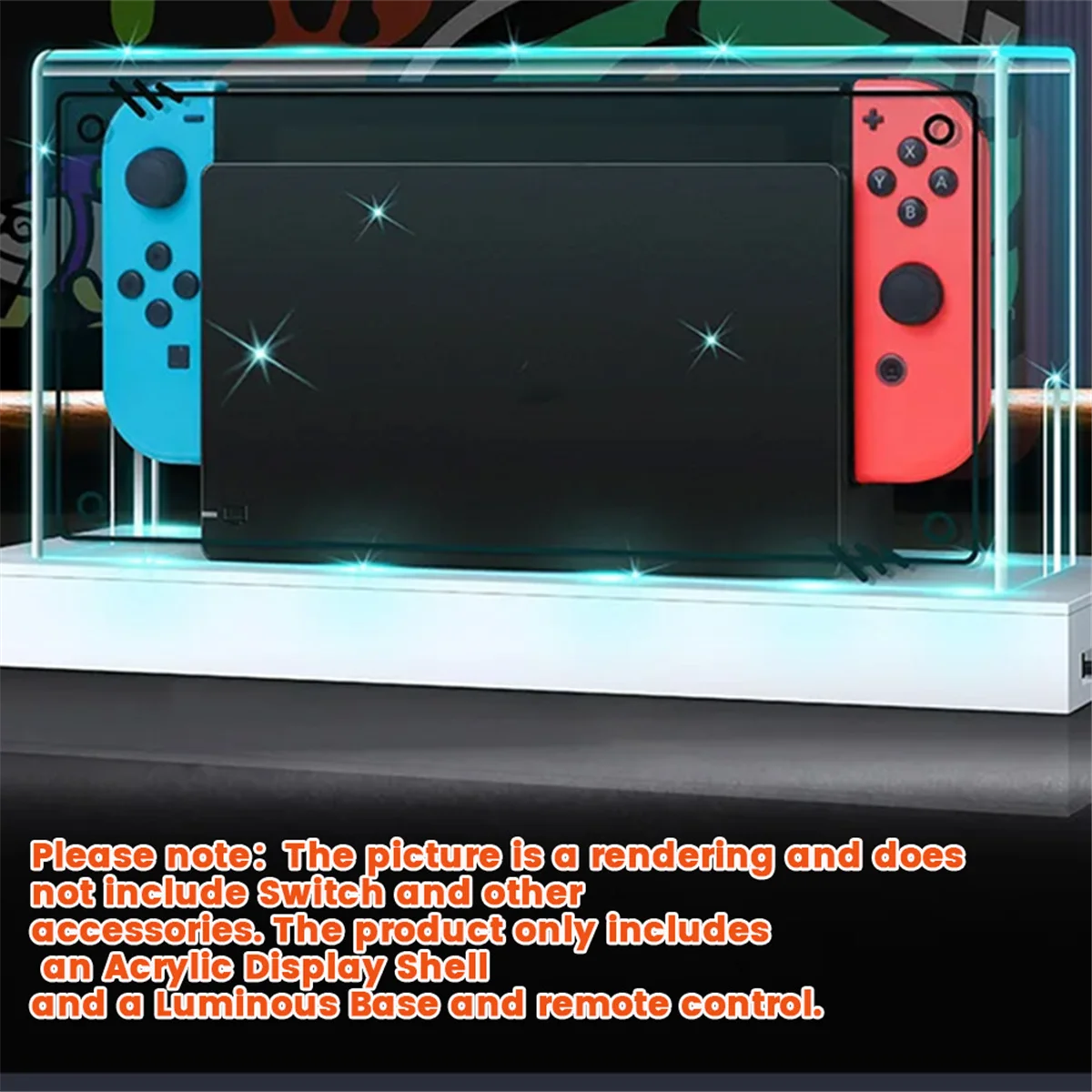 Hot! Clear Dust Cover with RGB Luminous Base for Switch/OLED Protection Cover Protective Sleeve Acrylic Display Shell D