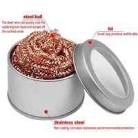 Soldering Iron Tip Cleaning Ball Copper Wire Mesh Filter Desoldering Nozzle Cleaner Metal Dross Box Clean Ball 6