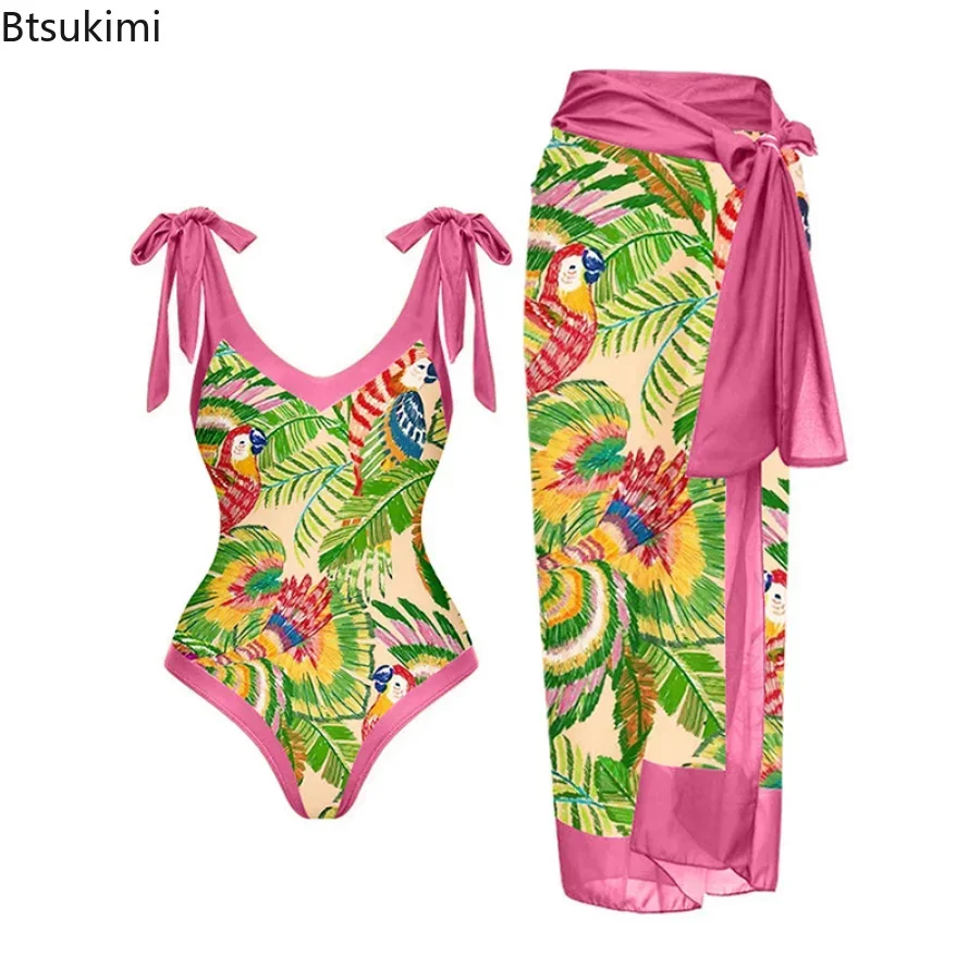 

2024 New 2-Piece Women Bikini Set Push Up Floral Printed Ruffle Bikinis Strappy Bandage Swimwear Brazilian Biquini Bathing Suit