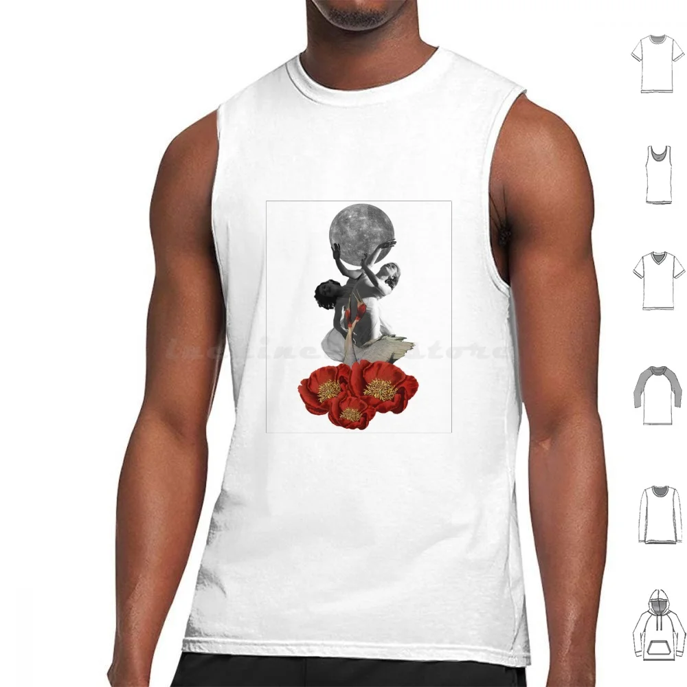 Gemini Tank Tops Vest Sleeveless Gemini Sign Starsign Astrology Twins Female Flowers Red Orange Plants Birds Flamenco