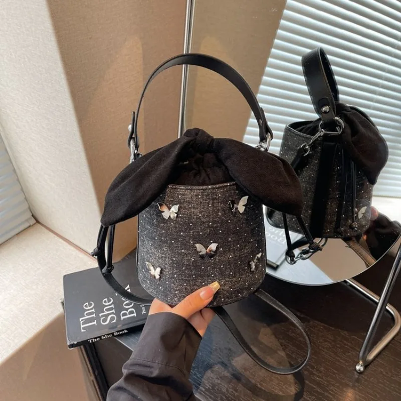 

Denim Metal Decoration Fashion Shoulder Bag Bow Zipper Exquisite 2025 Hot Sale Women's Bags String Stylish Crossbody Bags