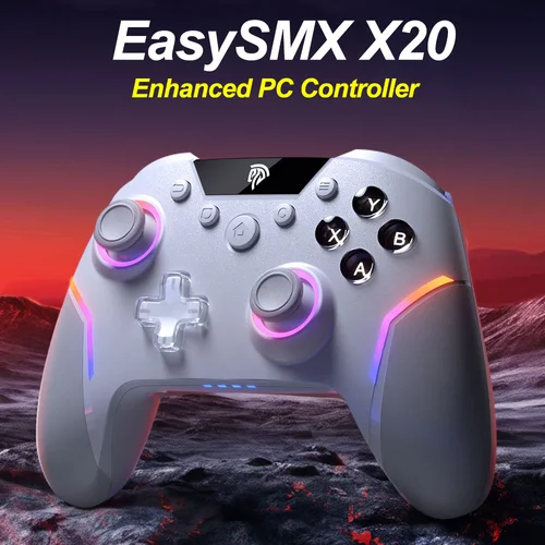 Controlador mejorado EasySMX X20 RGB Gamepad Compatible con PC/Switch/teléfono/TV/Steam, microdisparador de giroscopio Joystick