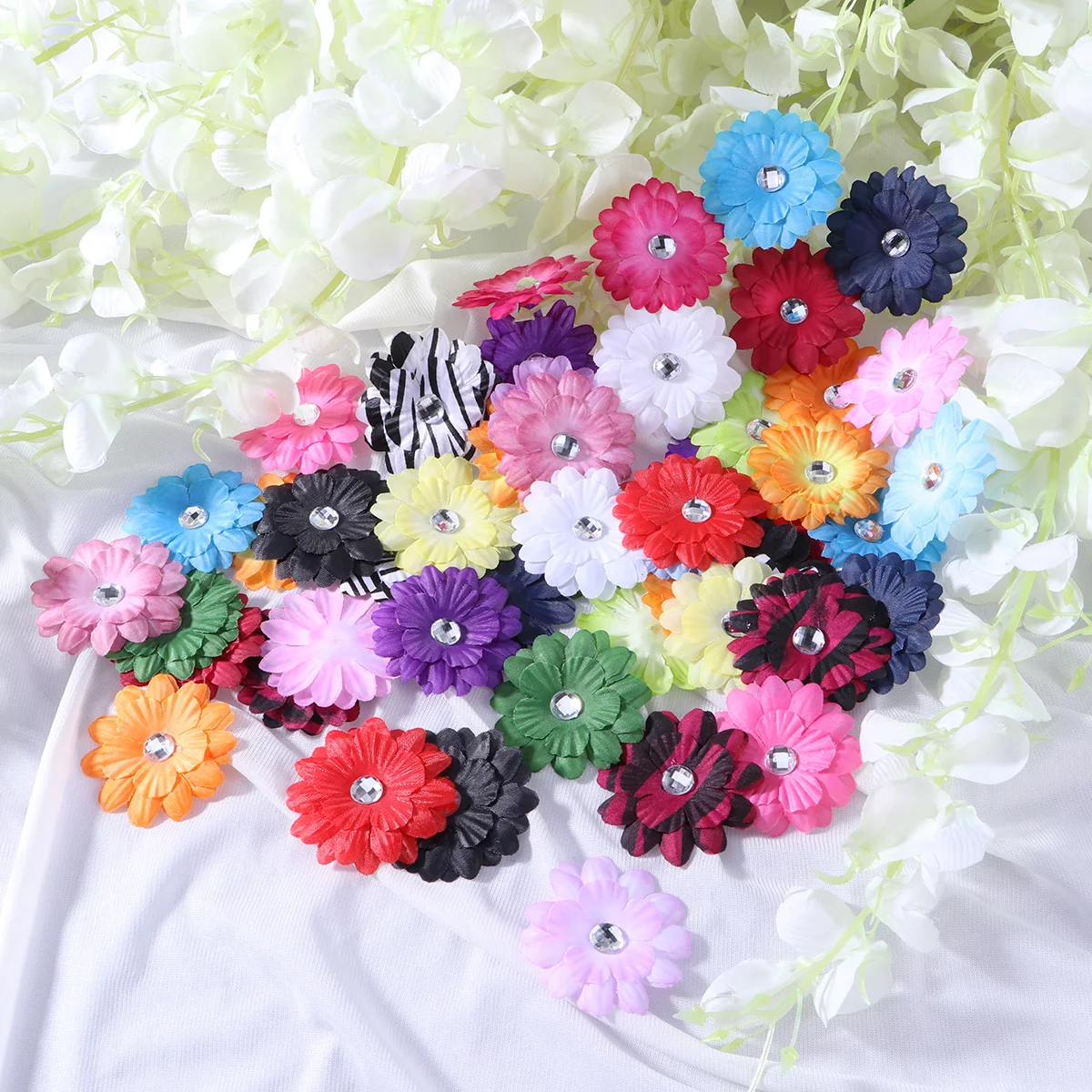 

50 pcs Handmade Diy Sunflower Mini Daisy Artificial Silk Flowers 6Cm For Party Wedding Home Decoration Crafts Headbands