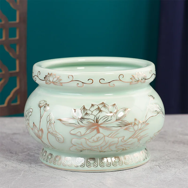 1pc Ceramic Buddhist Tools Household Indoor Water Supply Cup Vase Ornaments Temple Decoration Sacrificial Supplies Feng Shui