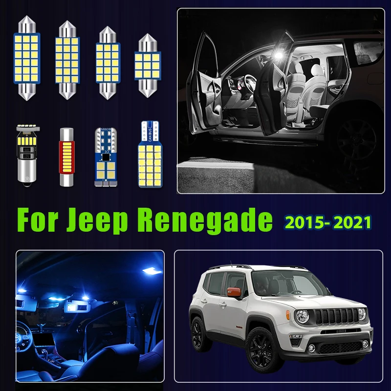 Für Jeep Renegade BU 2015 2016 2017 2018 2019 2020 2021 11-teiliges Auto-LED-Lampen-Set Innenraumbeleuchtung Leselampe Kofferraumbeleuchtung Zubehör