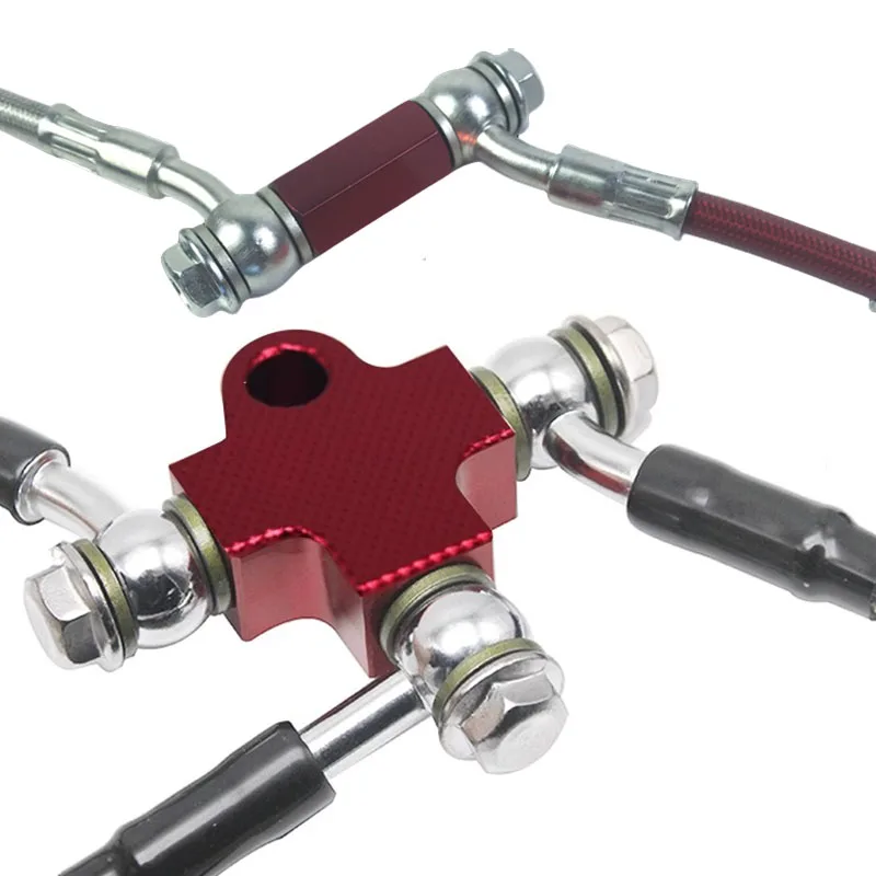 오토바이 브레이크 호스 파이프 연장 조인트 2 3 가지 방법 자동차 브레이크 호스 파이프 라인 M10mm 알루미늄 합금 커넥터 피팅 Accessorie