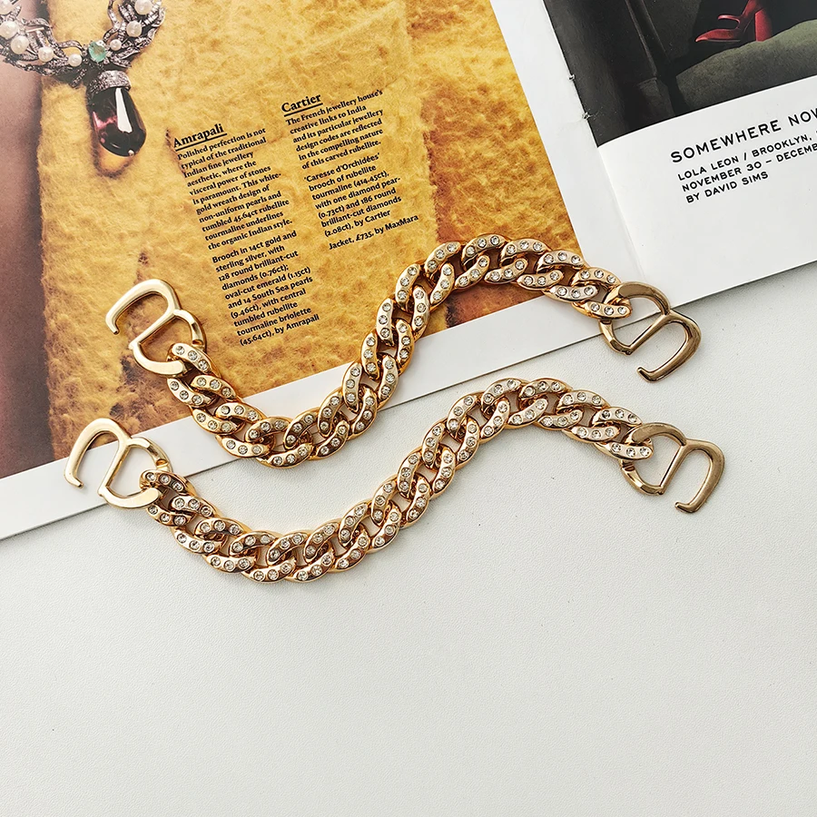 2 Pieces Sparkling Faux Pearl Decoration Chain Suitable For Crocs Bogg Bag Shoe Charms Party Birthday Gift Idea image 5