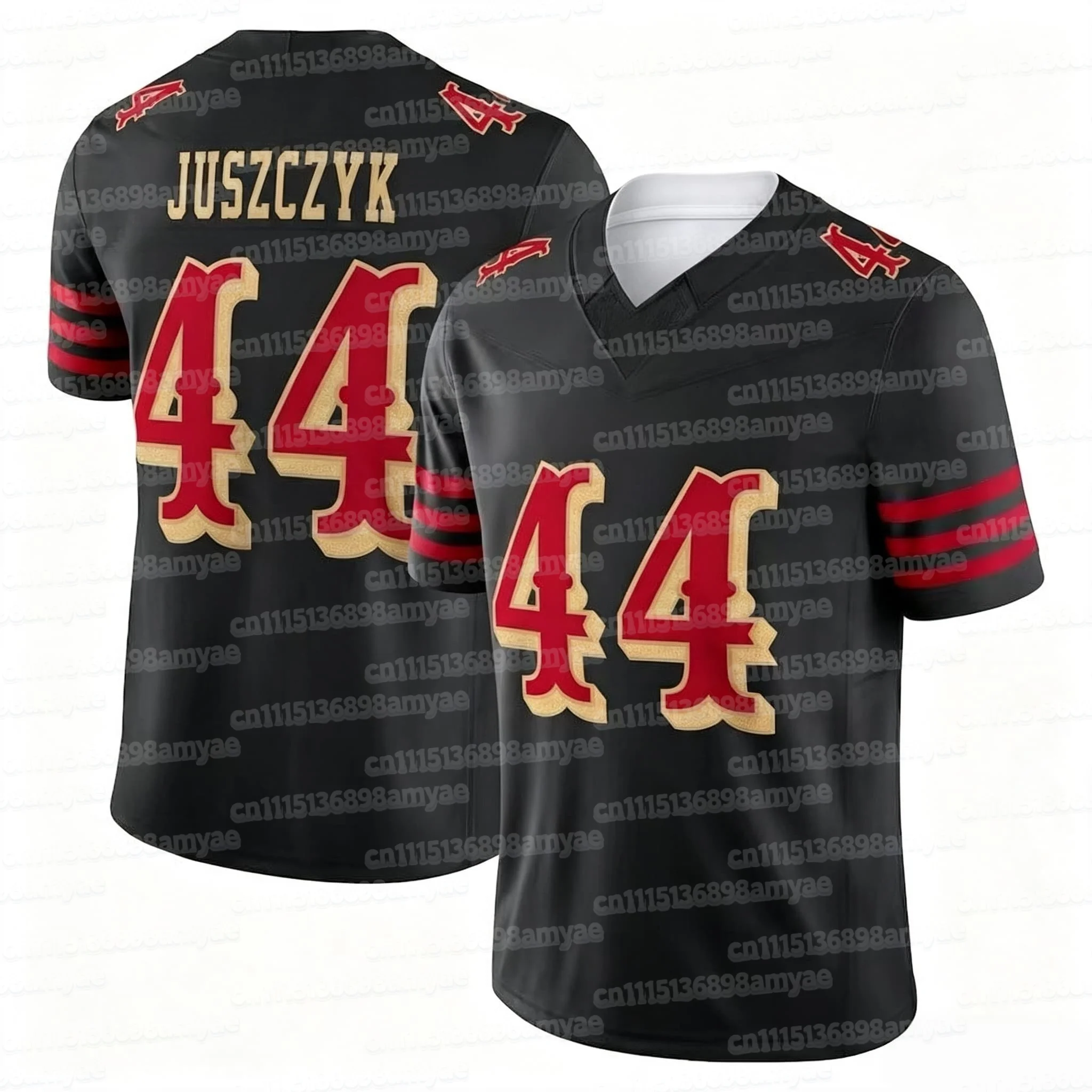 2026 Heißer Verkauf # 23 McCaffrey Fußballtrikot V-Ausschnitt Kurzarm Sporttop für Fans Schnelltrocknendes Sportshirt für Familien-Matches – Detail 6
