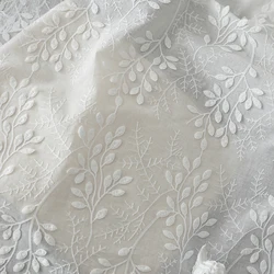 White leaf cotton three-dimensional embroidered fabric embroidery lace skirt shirt clothing design