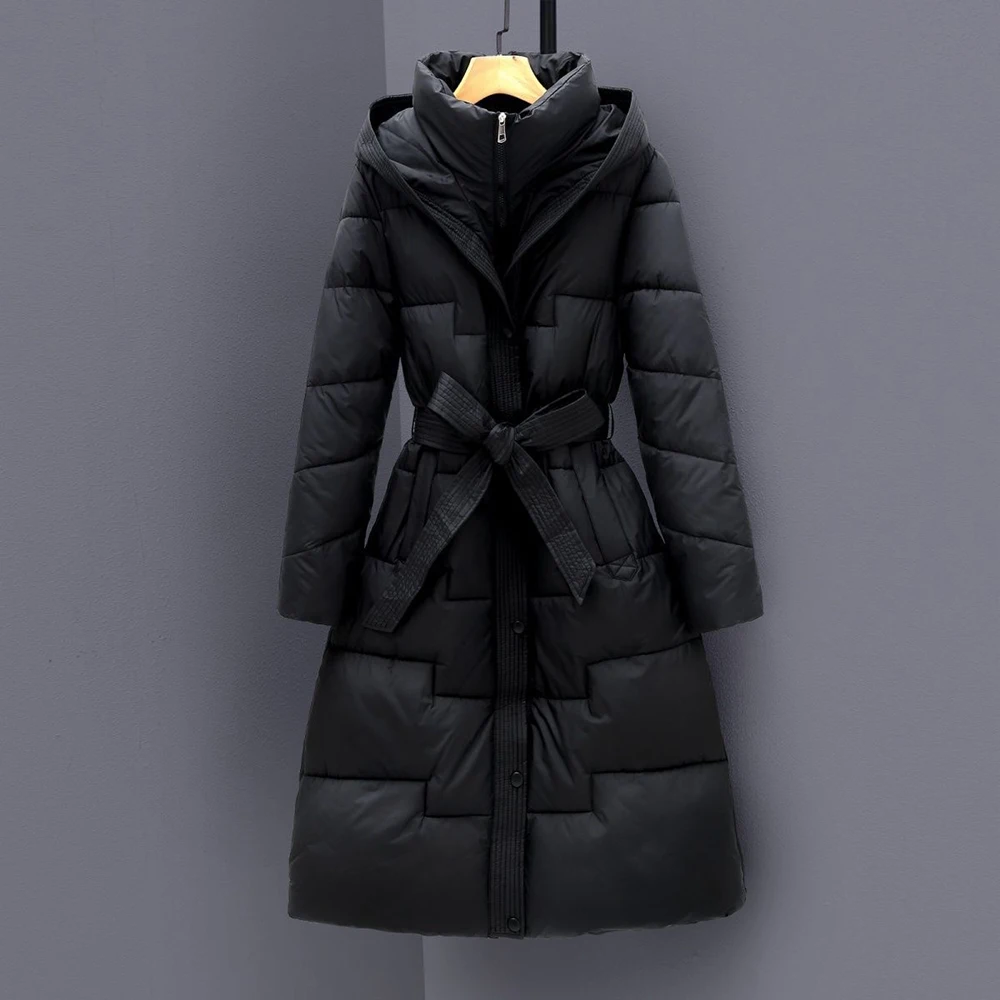 

Fashion Slim Long Cotton Padded Coats for Women 2025 New Down Cotton Hooded Cotton Overcoats Thick Warm Jackets Overcoat