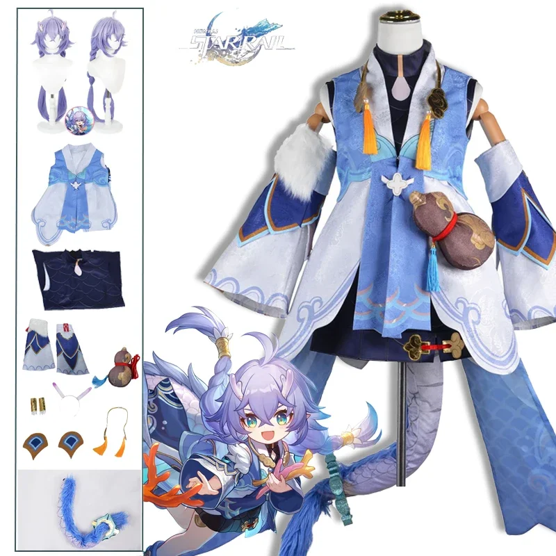 Bailu Cosplay Game Honkai Star Rail Costume coda parrucca festa Halloween costumi Cosplay donne gioco di ruolo