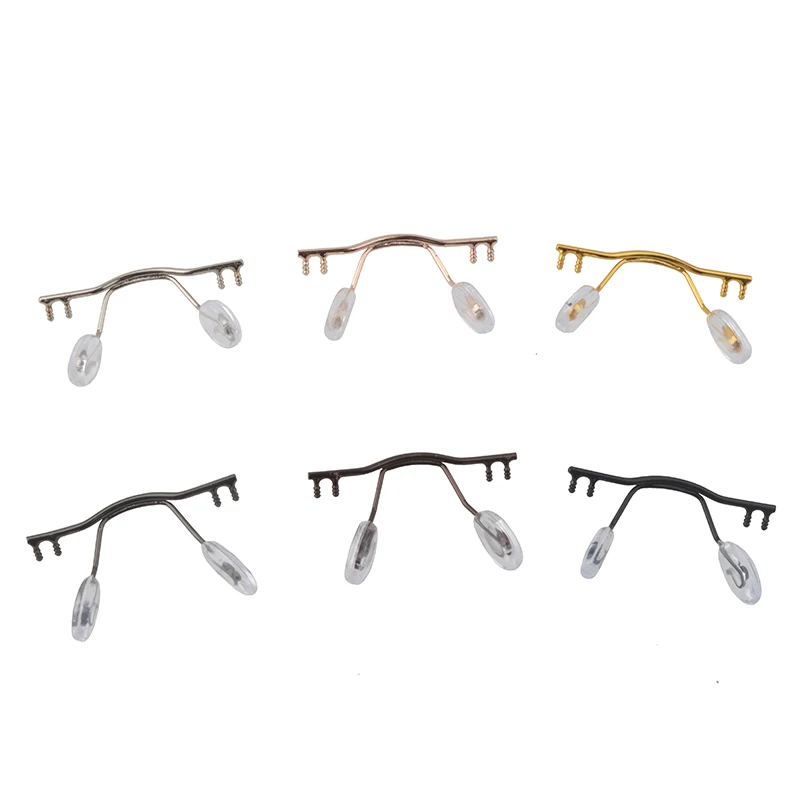 10pcs/lot eyewear bridge replacement for rimless frame,stainless steel eyewear nose bridges with nose pad gold silver black gun