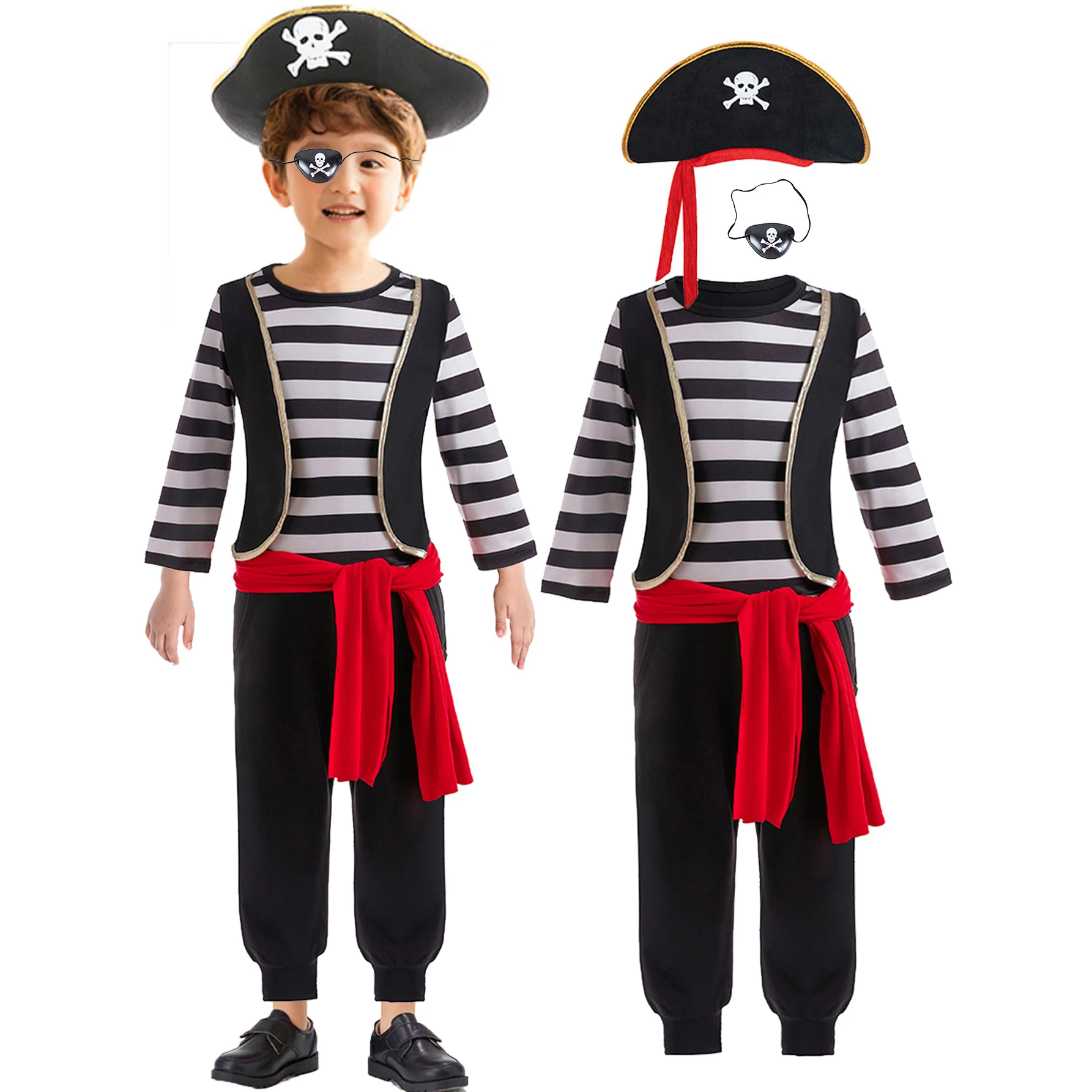 Baby Kids Carnival Easter Pirate Role Playing Clothing Toddler Boys Cosplay Costume Stripe Children Sport Tracksuit 2 to 6 Years