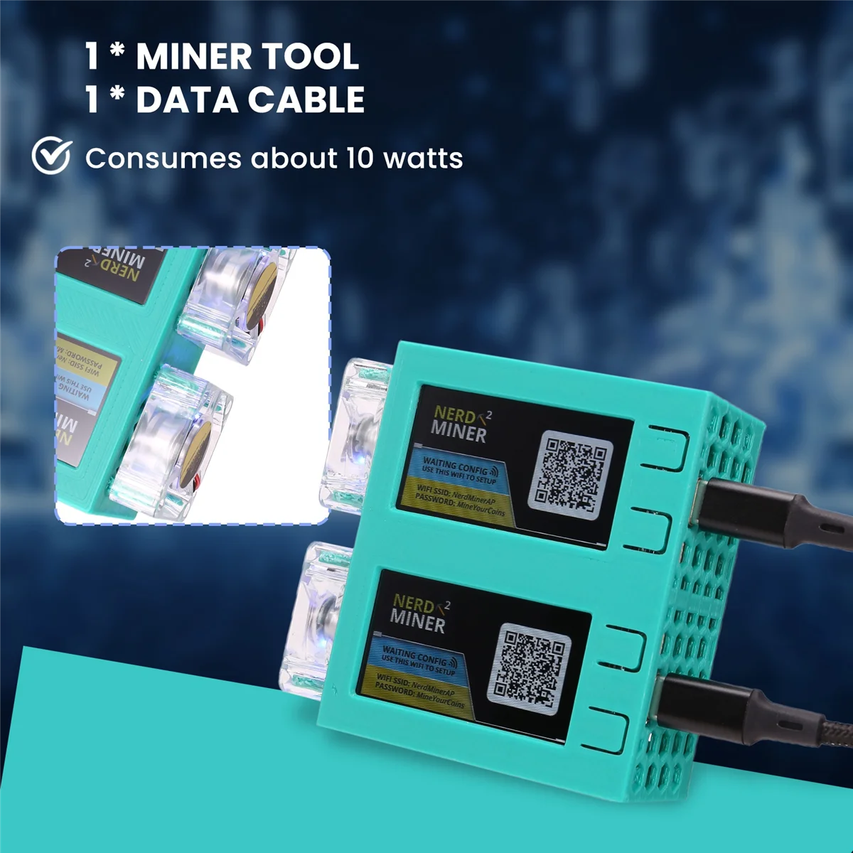 Für NerdMiner V2 Miner 78KH/Sx2 Dual Screen BTC Solo Lottery Miner Bitcoin Nerd Miner Lottery Miner mit leuchtendem Lüfter,B