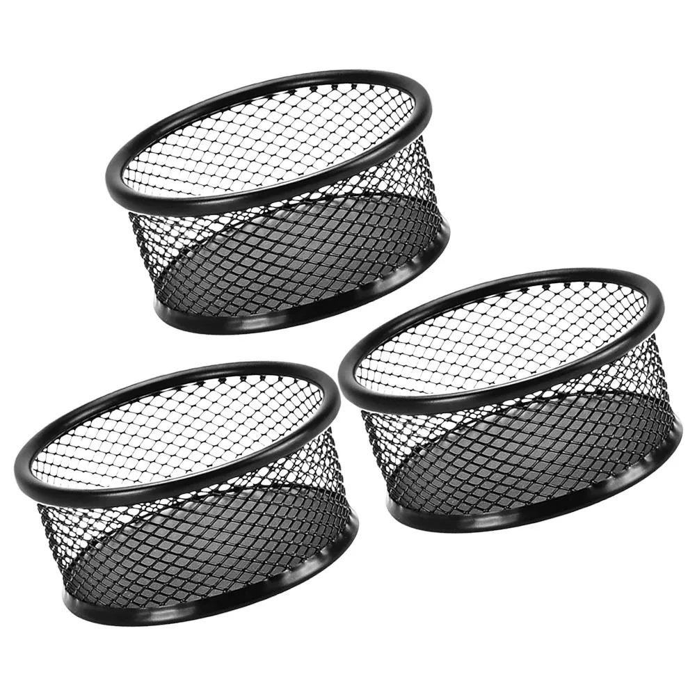 

3Pcs Mesh Paper Clip Holder Metal Desktop Organizer Stackable Storage Container for Office Home School Black Paper Clip Holder