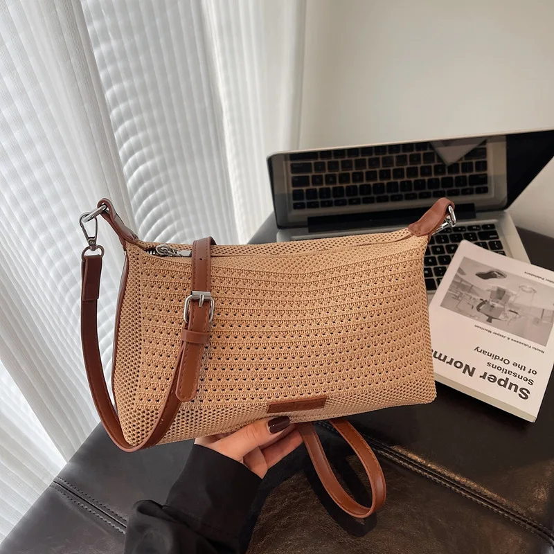 

Shoulder Messenger Bag Knitted Bag Versatile Small Square Bag Fashion Work Commuter Bag New