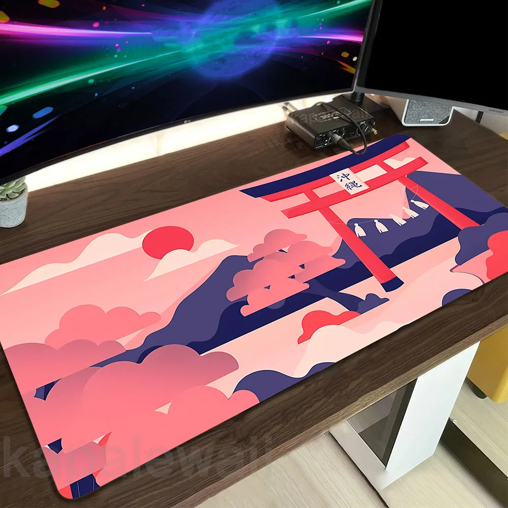 Japanese Style Inari Torii Mouse Pad Large Mouse Mat Computer Gamer Mousepad Game Keyboard Pads Home Office Carpet 900x400mm