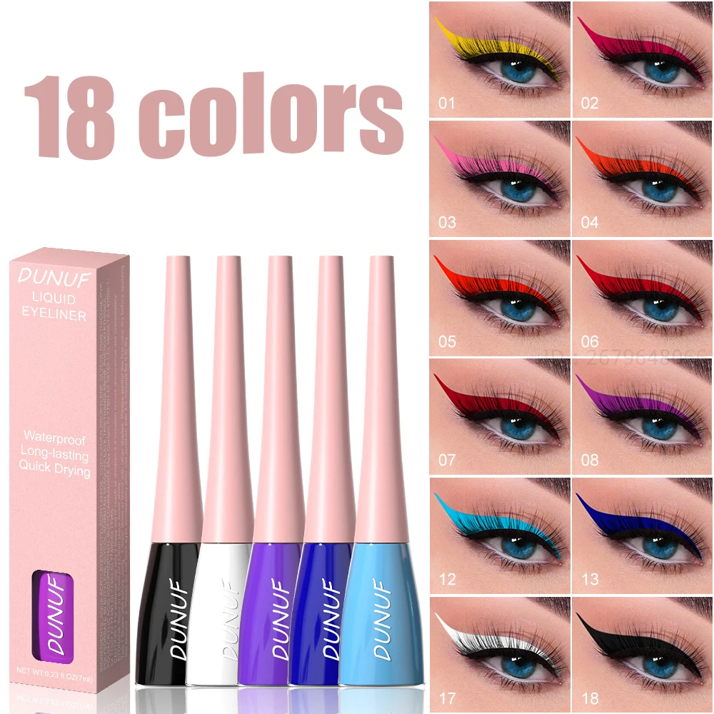 18 Colors Liquid Eyeliner Pen White Red Stage Makeup Smooth Quick Drying Eyeliner Long Lasting Not Easy to Faint Eye Makeup