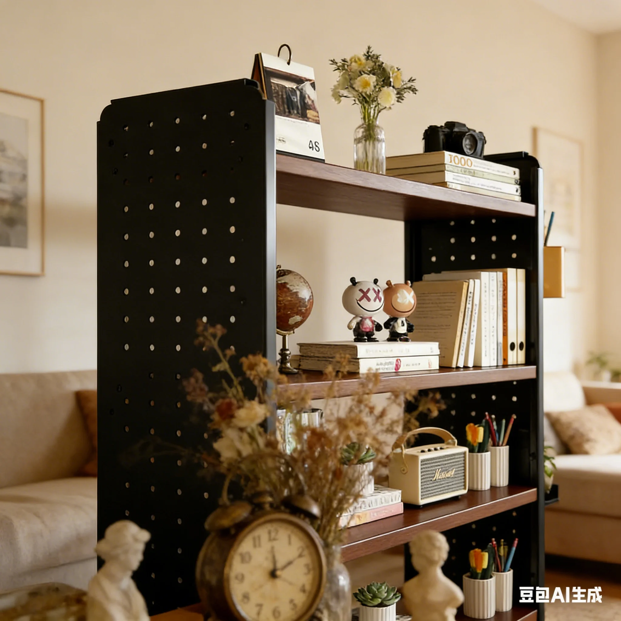 

AOLIVIYA Modern Simple Multi Layer Perforated Board Desktop Storage Rack, Bookshelf Organizer for Small Student Home Bookcase B8