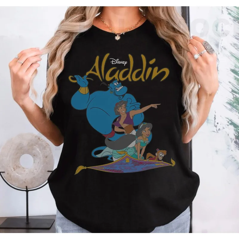 قميص ديزني علاء الدين Vintage Group Shot Logo، قميص علاء الدين ياسمين جيني أبو، ملابس رحلة ديزني المتطابقة للعائلة #1