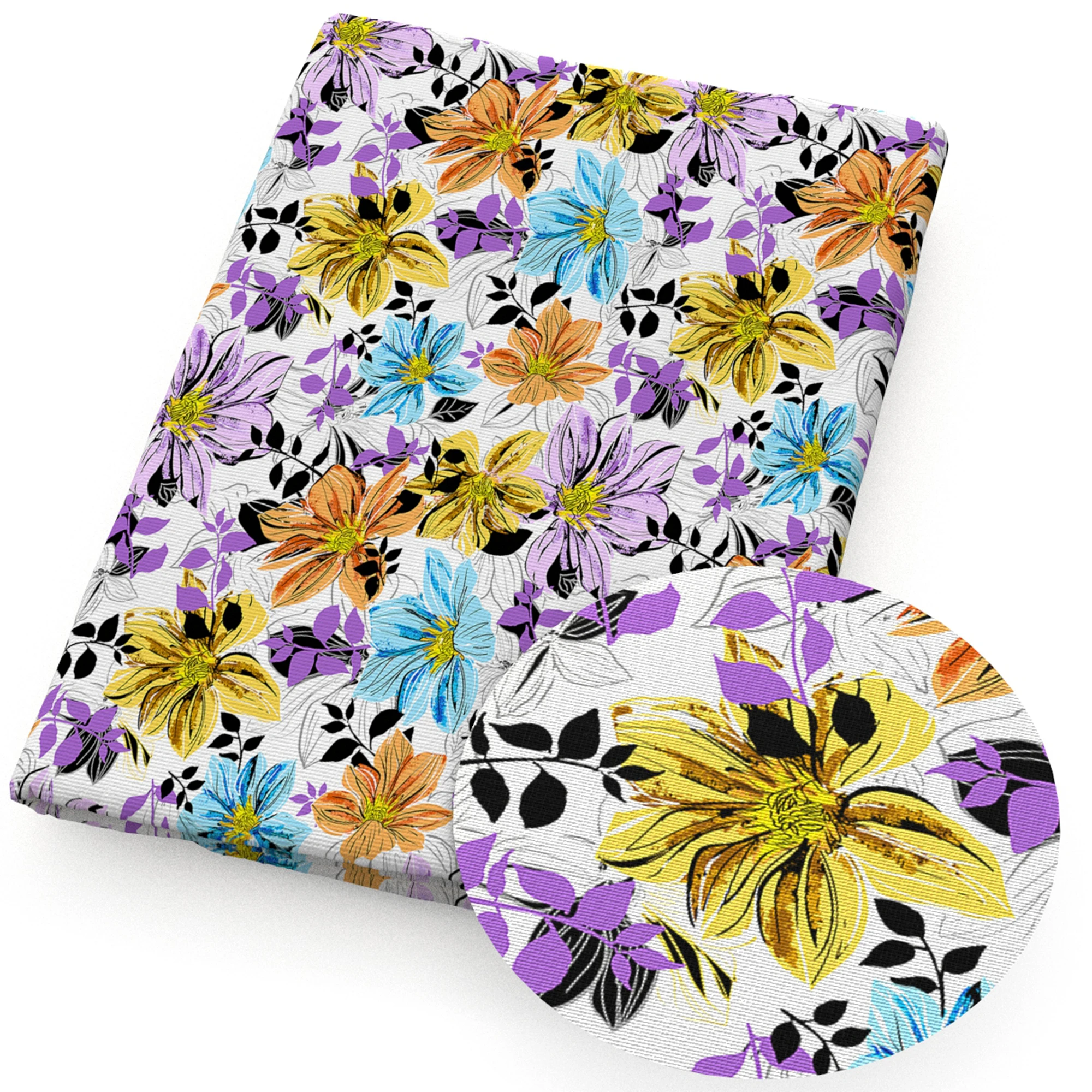 Blossom Flowers Florals Printed Polyester Pure Cotton Material By the Meter Patchwork Tissue Sewing Quilting Fabrics Needlework