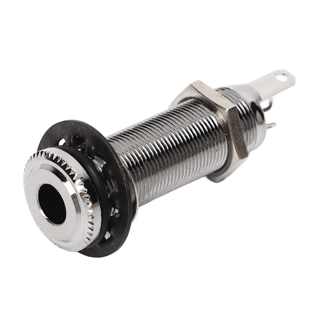 Brass Guitar Threaded Jack ​1/4 Inch / 6.35 mm ​Flush Mount ​Output Endpin Long Threaded ​Stereo/Mono ​Barrel Jack Socket