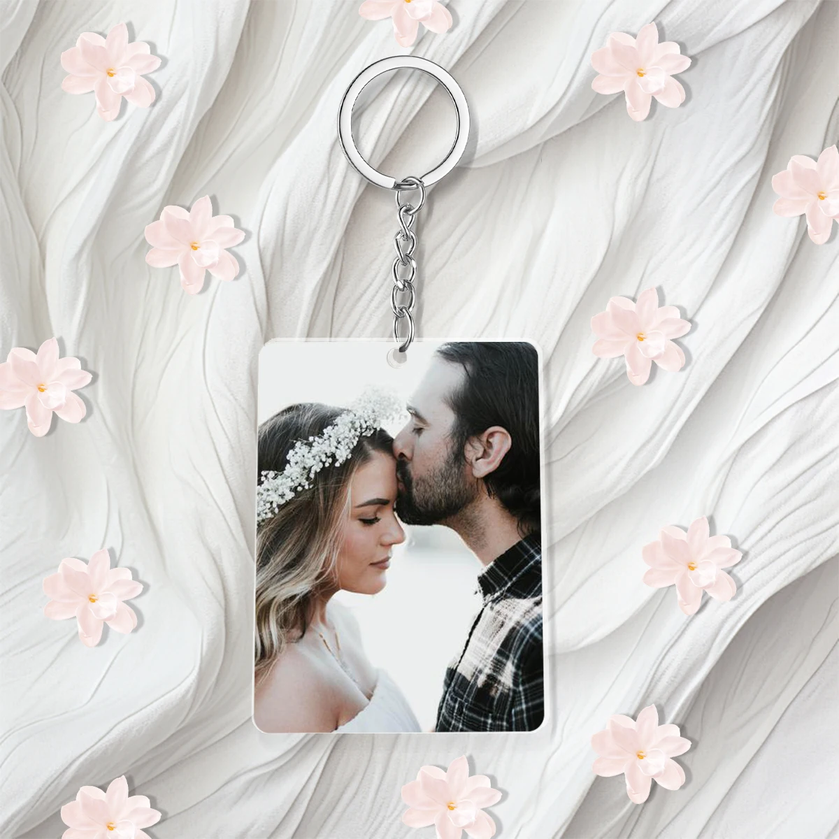 Custom Photo Acrylic Keychain - Square Personalized Wedding Favor, Guest Gift, Bridal Shower Souvenir, Anniversary Keepsake